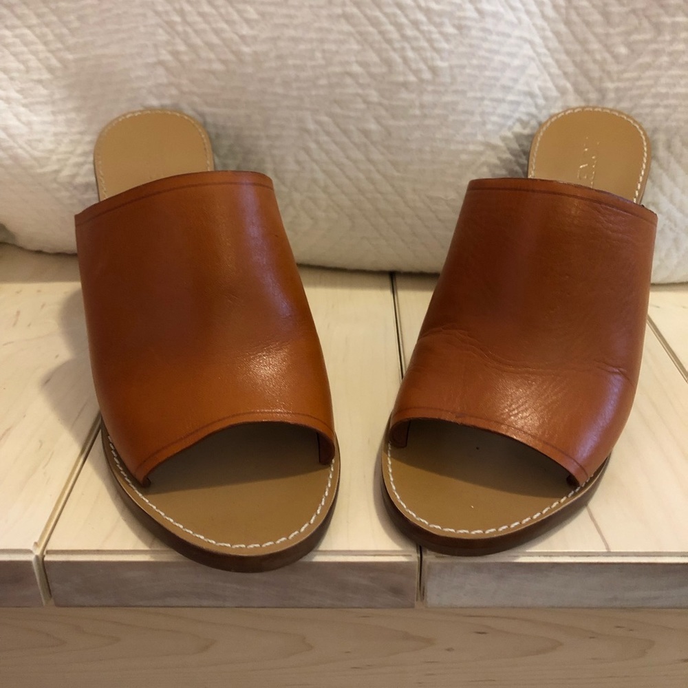 J Crew Tan Leather Mules - Size 7.5